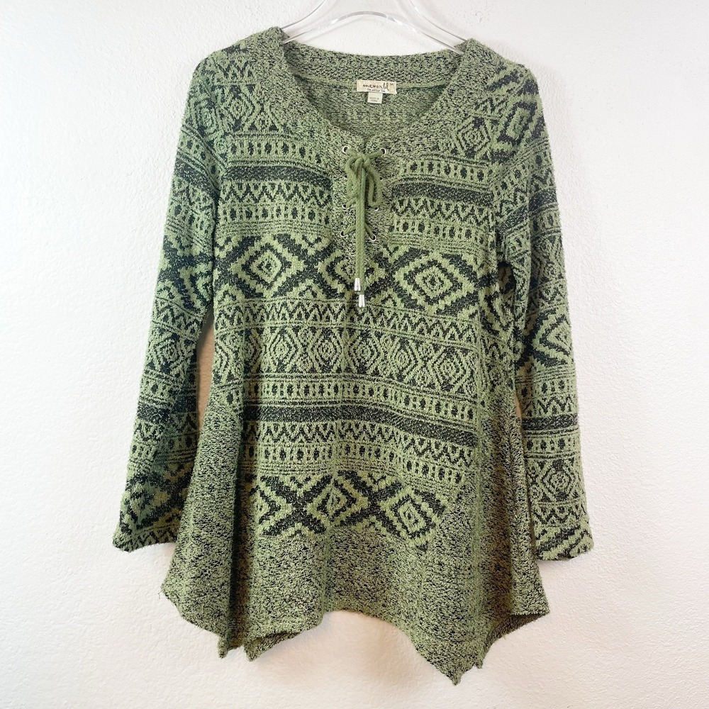 One World Top Medium Boho‎ Forest Fairy Goblincore Indie Earthy Asymmetrical Hem